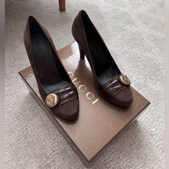 Gucci Shoes - Gucci Husteria Suede & Patent Leather Heels